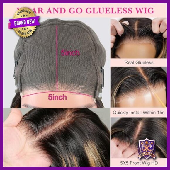 Glueless Human Hair Wig 180% Density 24 Inch Body Wave Pre Plucked